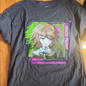 Chihiro Fujisaki Danganronpa Grey and Green Anime Graphic Tee Short Sleeve